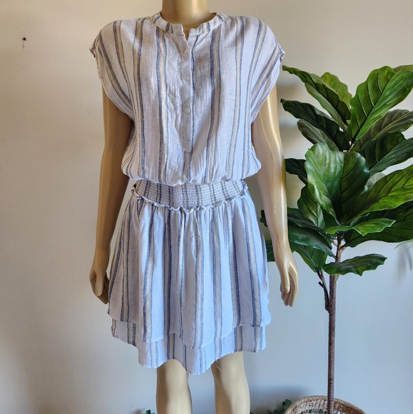 Rails Linen Angelina Dress Grated Print White Color Size M NWT Women Vacation - Picture 3 of 15